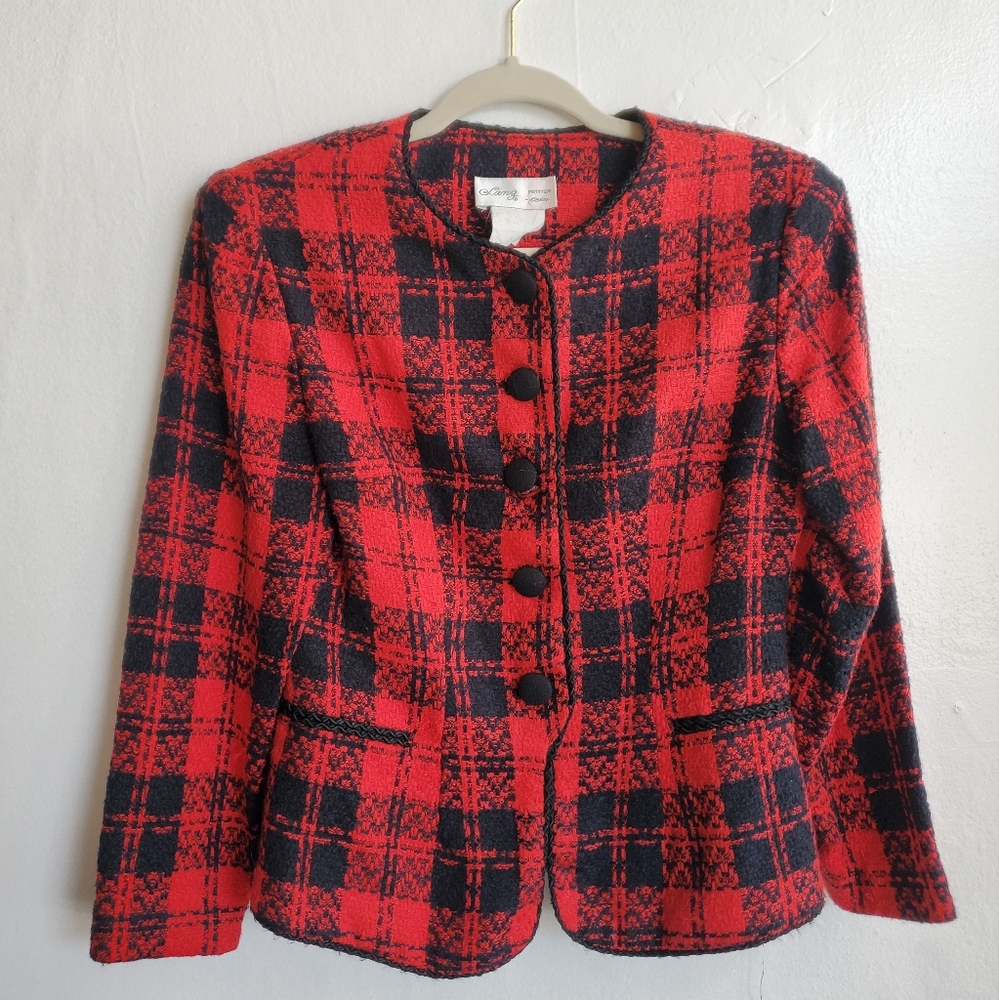 Lanz Petite Small Checkered Jacket - image 1